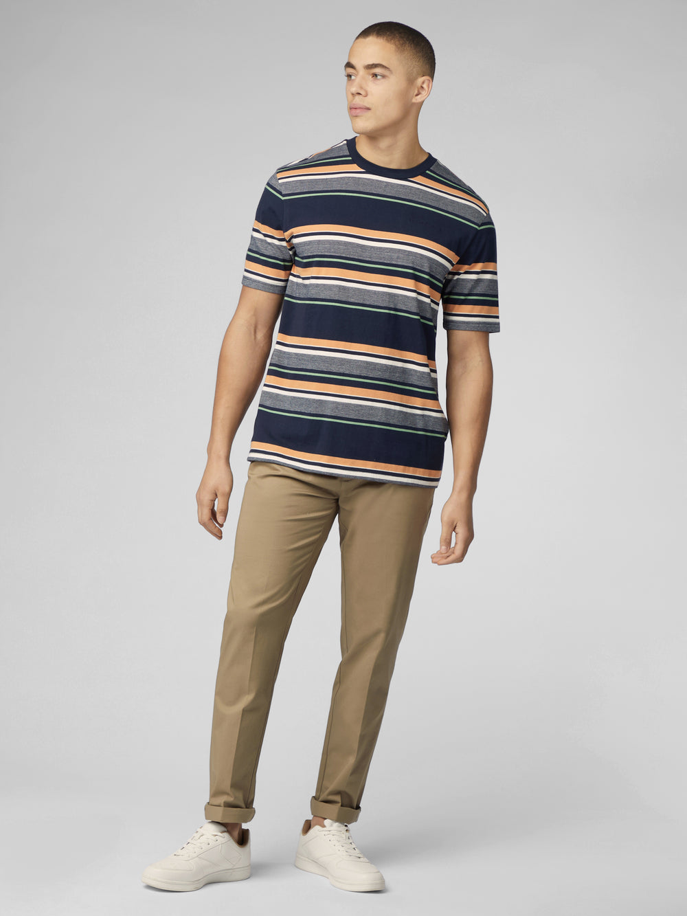 T-Shirt Ben Sherman Signature Engineered Stripe Bleu Marine | FQP-78157233